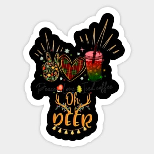 Deer, coffee and love,Christmas Sticker